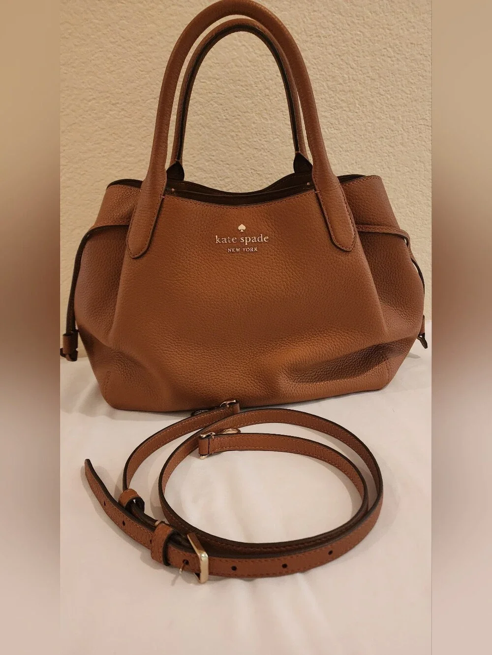 Kate Spade Large Dumpling Satchel Warm Gingerbread Flawless w/ Strap